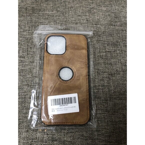 Brown Leather Cellphone Case Compatible with IPhone 12 Pro Max Western - Picture 2 of 3